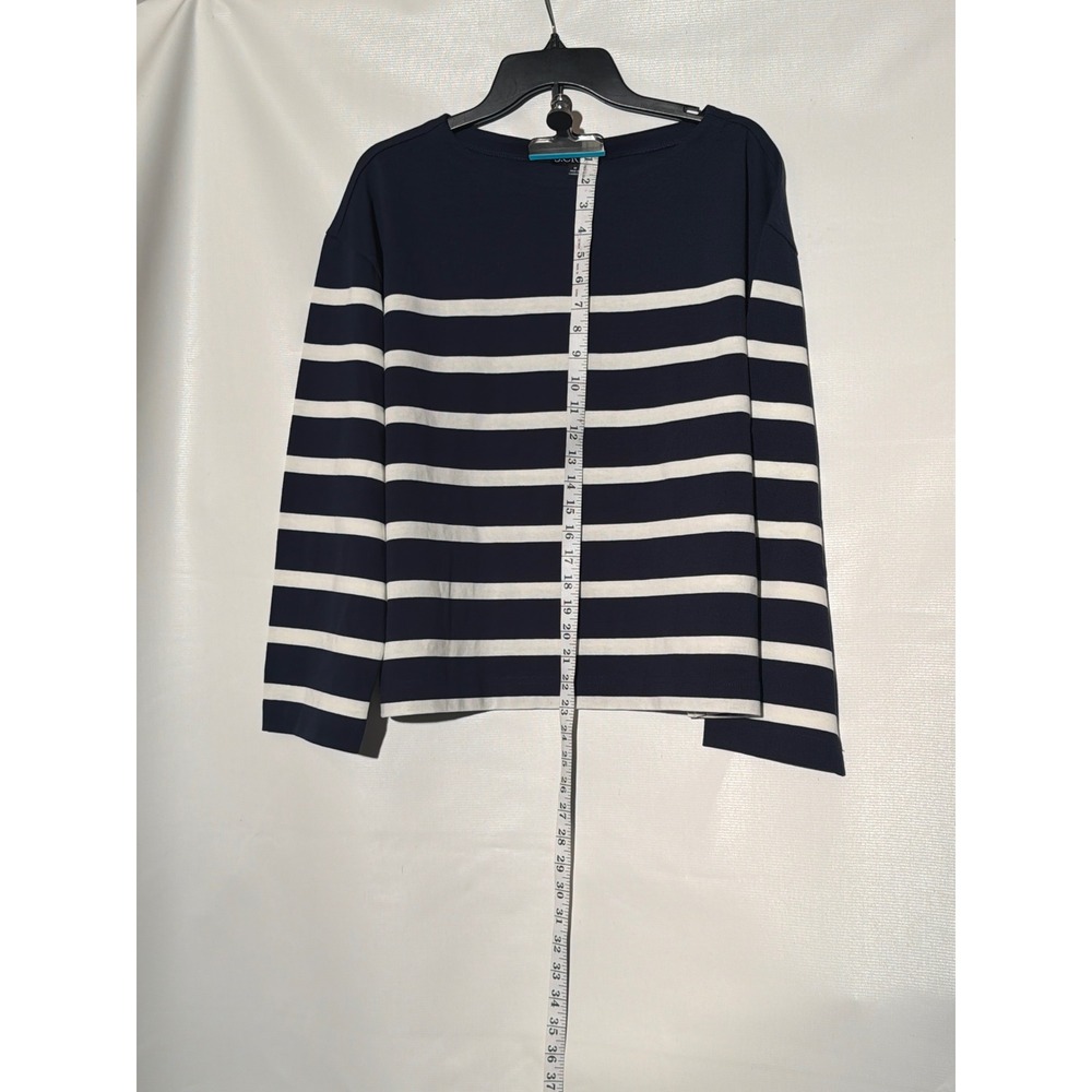 J.Crew Women's Striped Boatneck Long Sleeve Top M Navy White Relaxed Fit - Picture 5 of 6